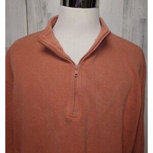 Orvis Mens Long Sleeve Orange 1/4 Zip Pullover Sweater Size 2XL